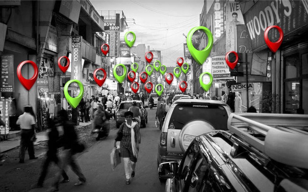 Location-relevant offers across busy streets